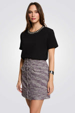 טישירט אוברסייז עיטור תכשיט בצבע שחור