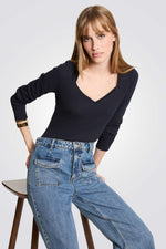 טישירט ריב שרוול ארוך בצבע נייבי