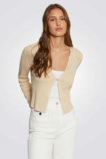 קרדיגן סגירת כפתור דיטיילס מטאלי בצבע בז'