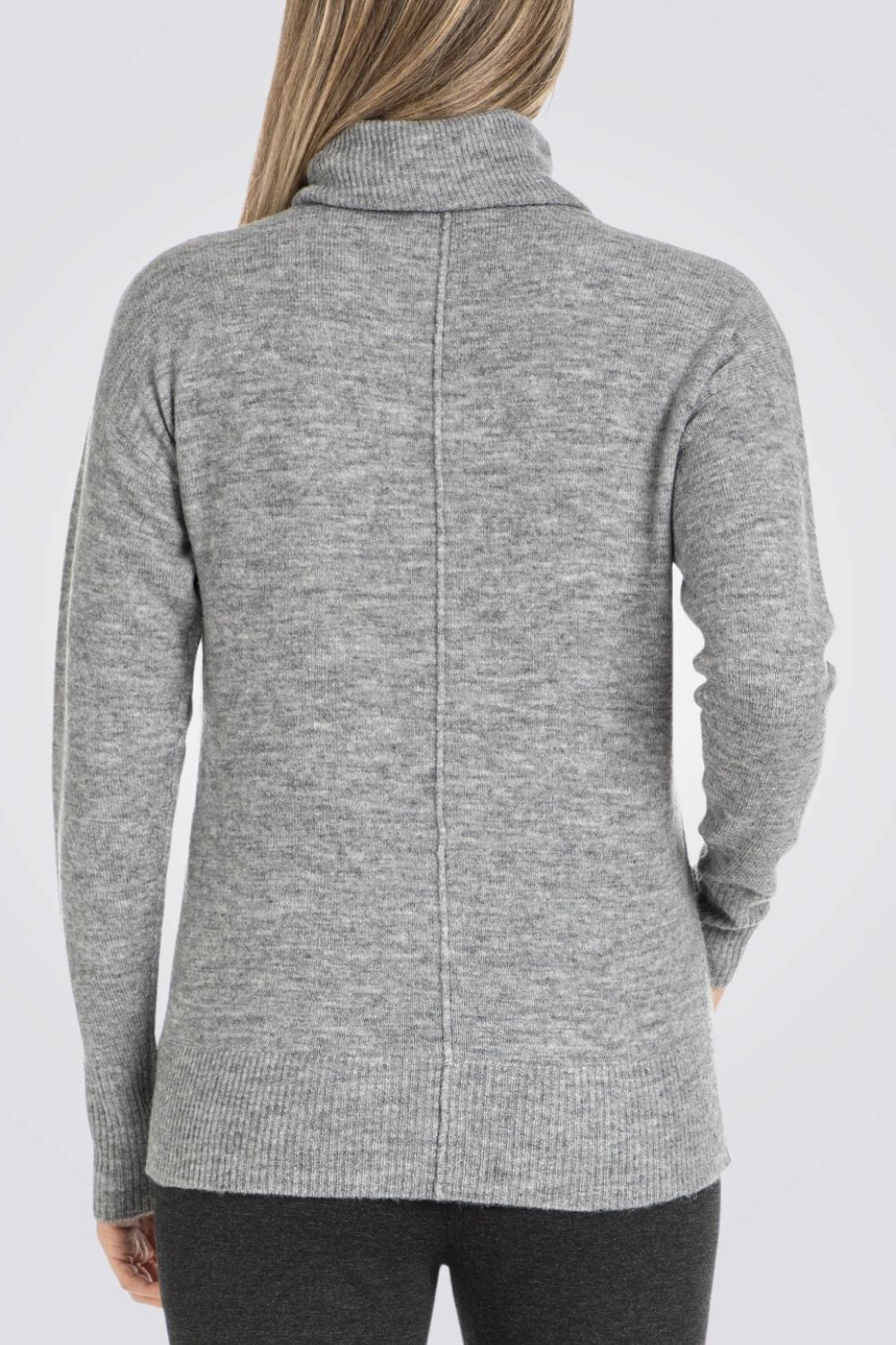 סריג משוחרר צווארון גולף בצבע אפור מלאנז'