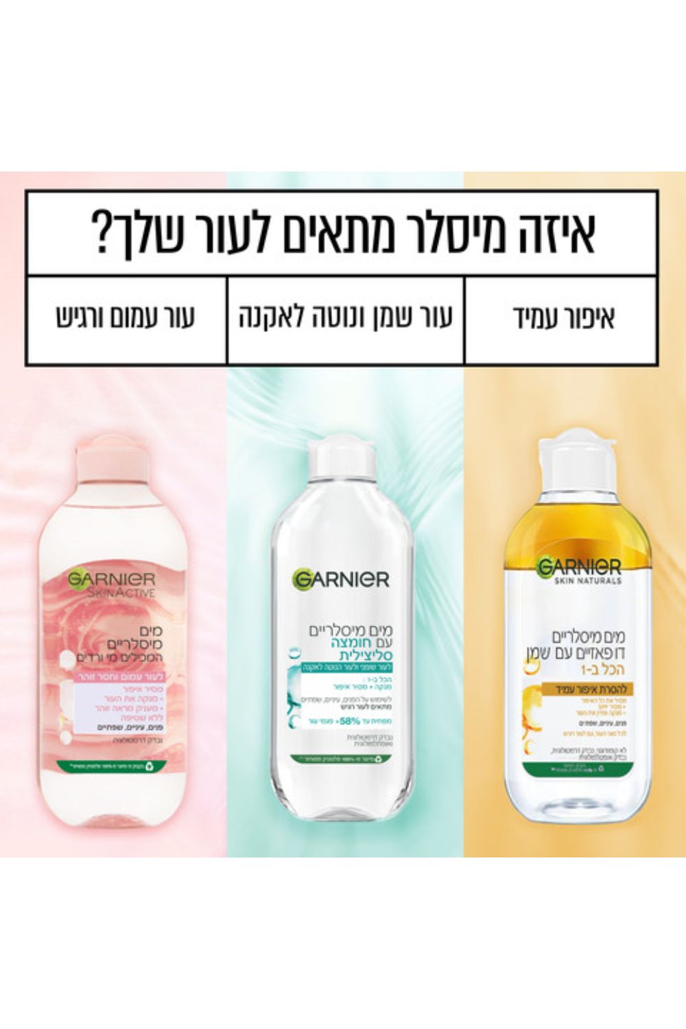 מים מיסלריים עם חומצה סליצילית להפחתת פגמי עור 400 מ"ל | גרנייה 