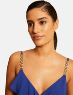 שמלת מיני מעטפת בצבע כחול - MASHBIR//365