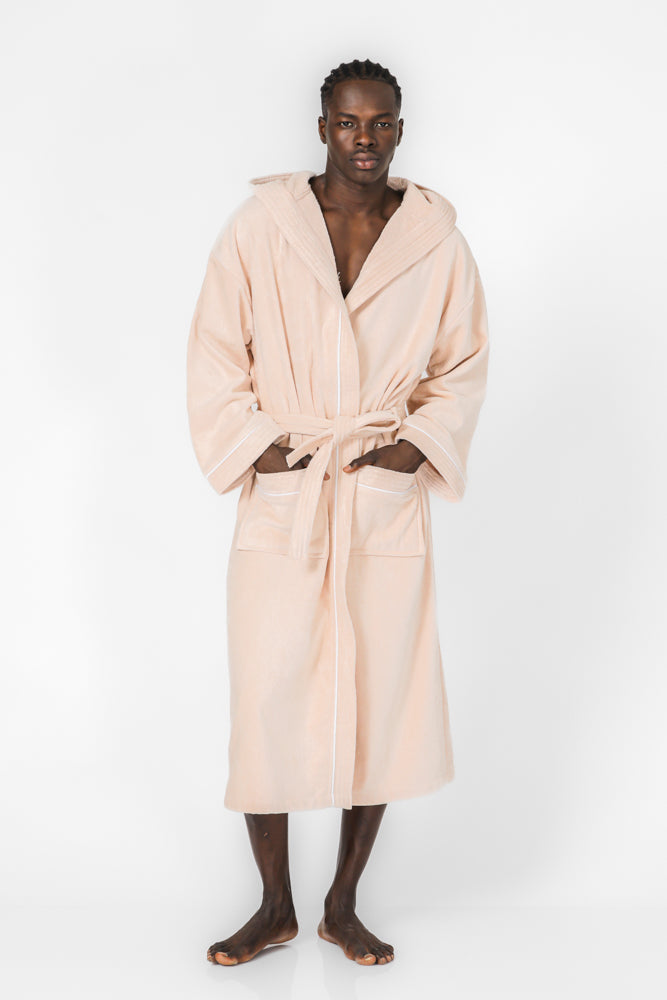 חלוק מגבת עם כובע בצבע אפרסק