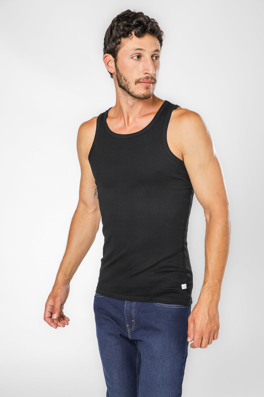 מארז זוג גופיות ריב בצבע שחור לגברים 