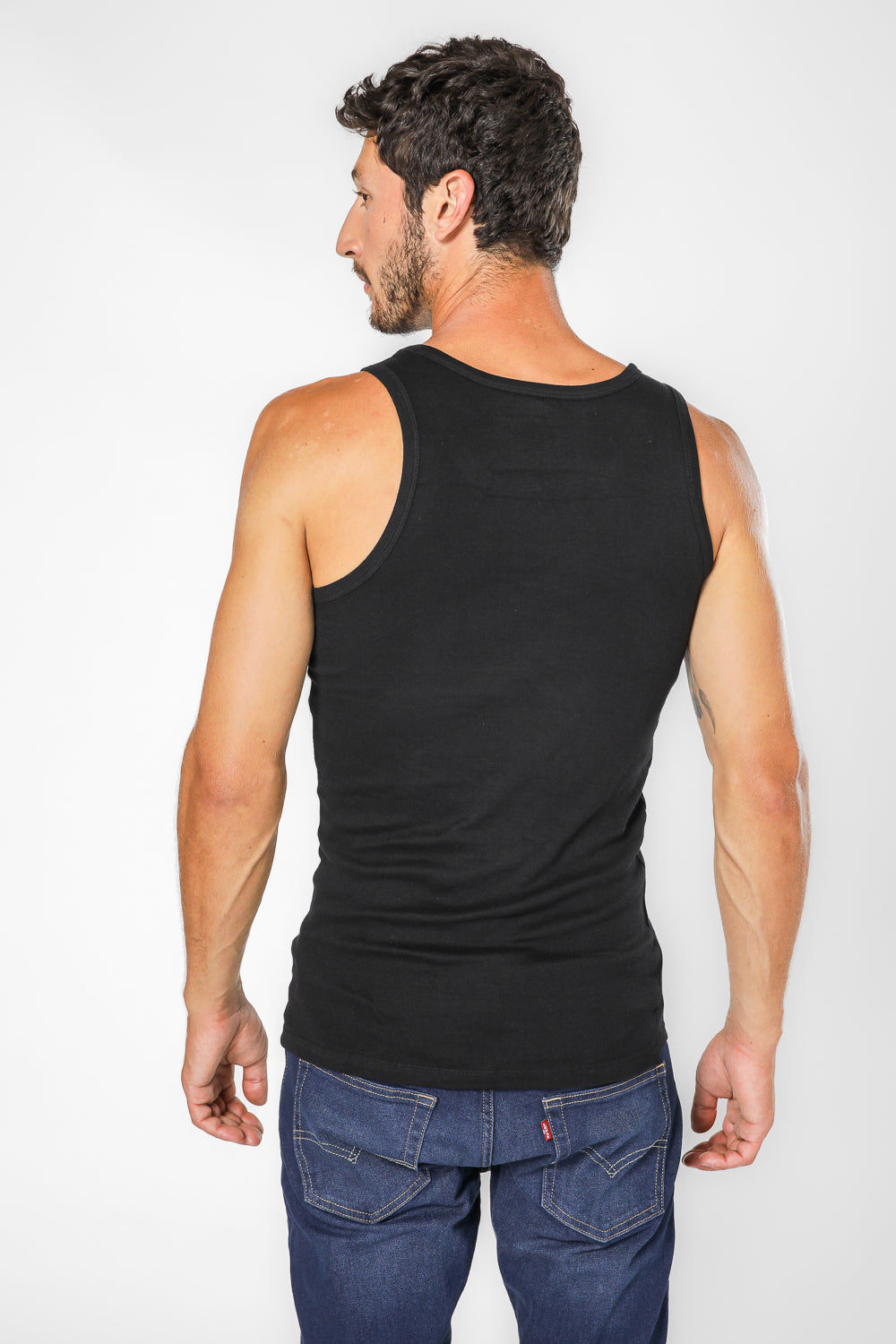 מארז זוג גופיות ריב בצבע שחור לגברים 