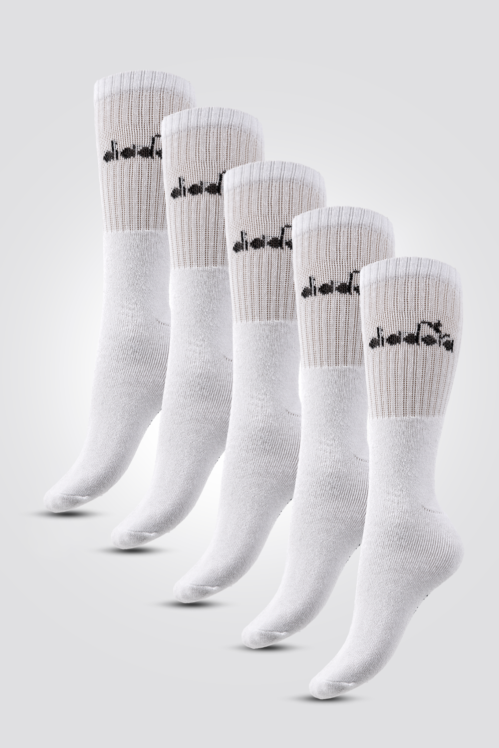 מארז חמישיית גרבי ספורט לגברים בצבע לבן