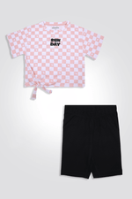 חליפה לילדות הדפס משבצות - MASHBIR//365