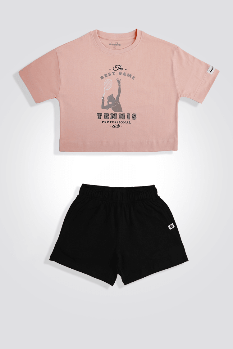 חליפה לילדות בצבע ורוד ושחור - MASHBIR//365