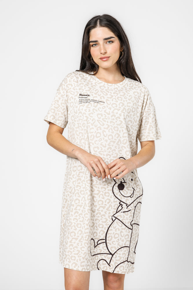 כותונת פו הדוב מנומרת בצבע בז'