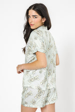 סט פיג'מת סאטן חלק אחורי