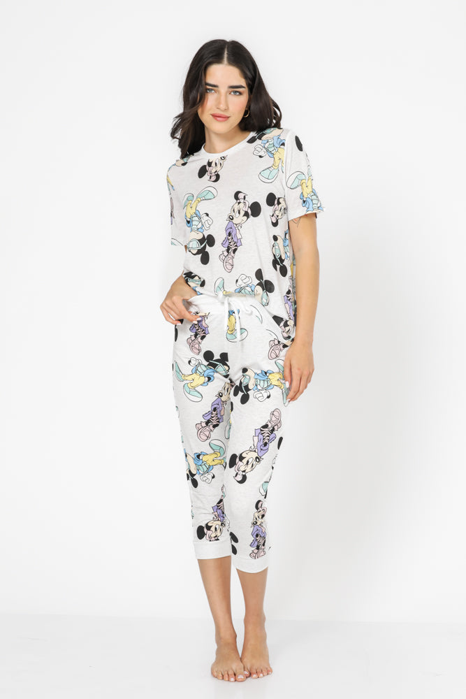 סט פיג’מה באורך 7/8 MICKEY AND MINNIE 