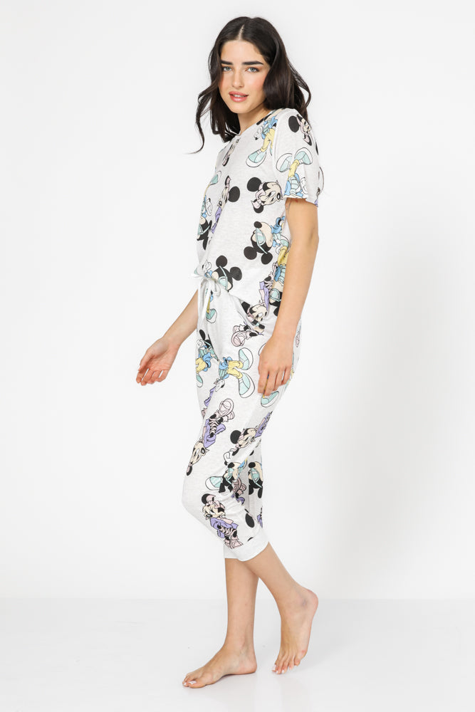 סט פיג’מה באורך 7/8 MICKEY AND MINNIE 