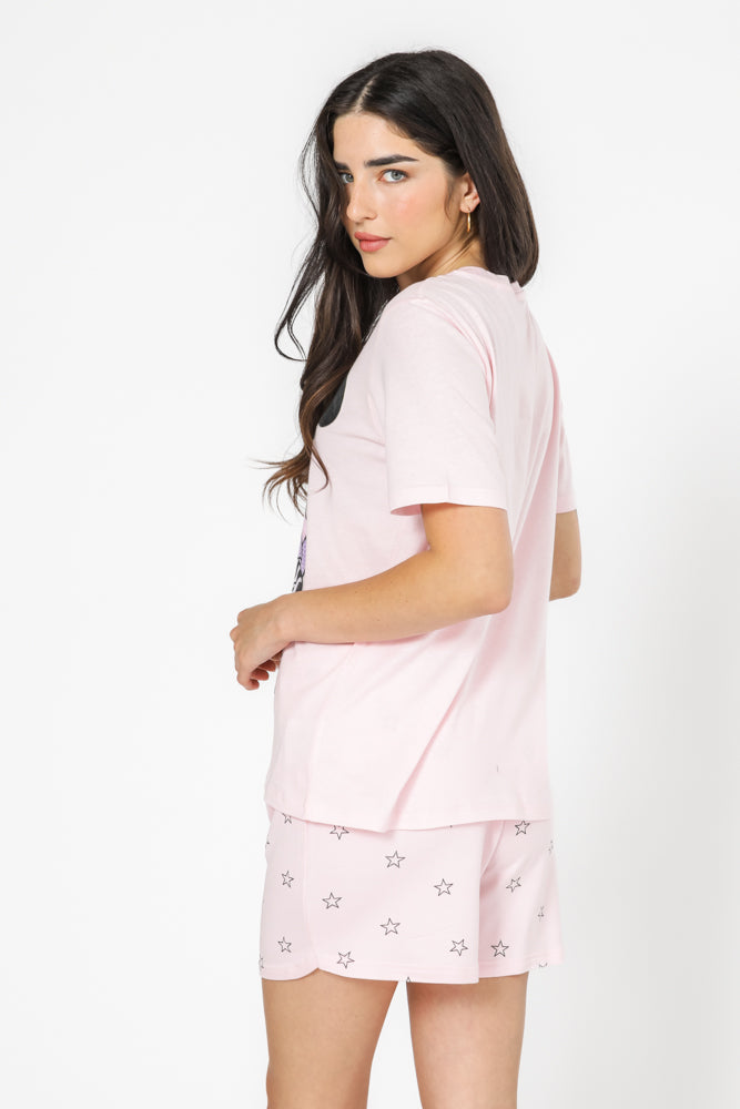 סט פיגמה קצר מיני מאוס בצבע ורוד