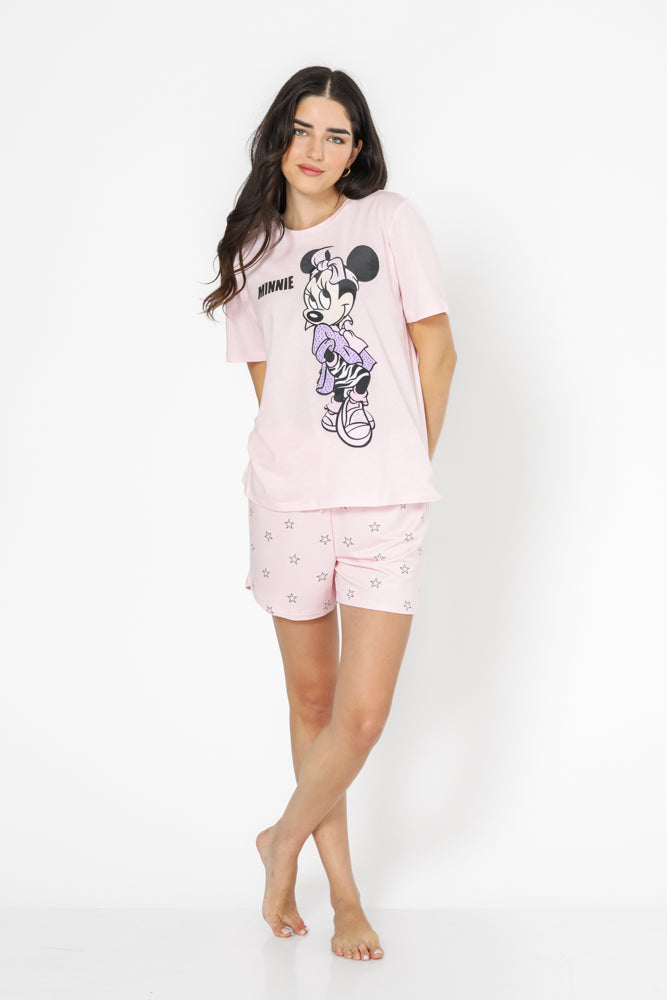 סט פיגמה קצר מיני מאוס בצבע ורוד