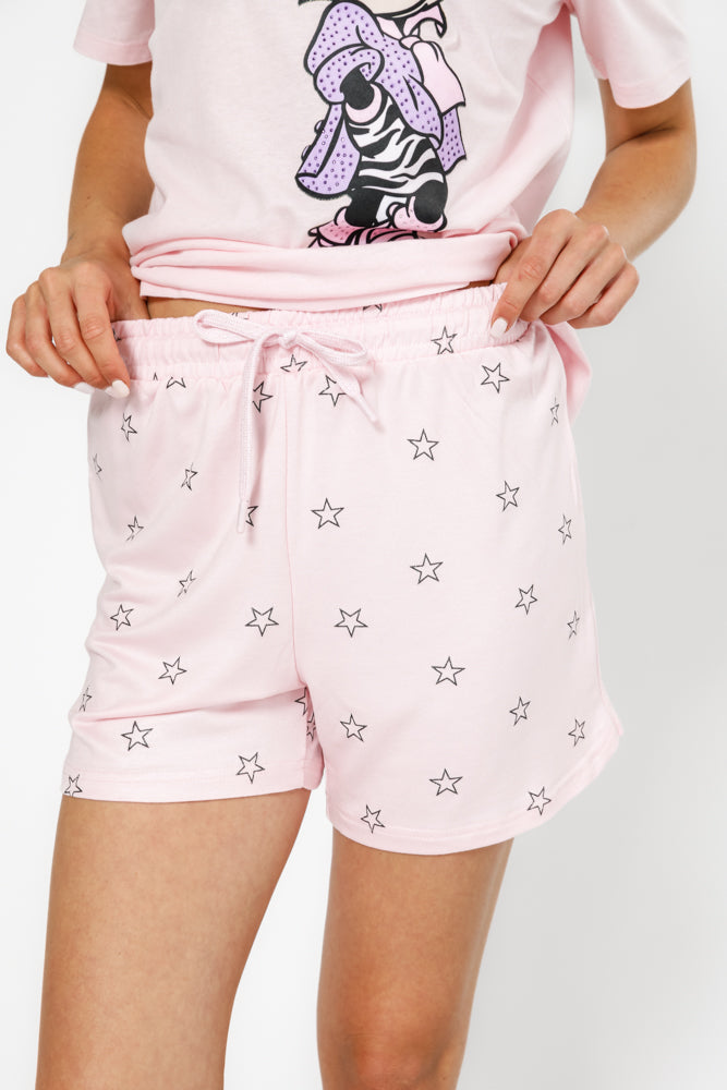 סט פיגמה קצר מיני מאוס בצבע ורוד