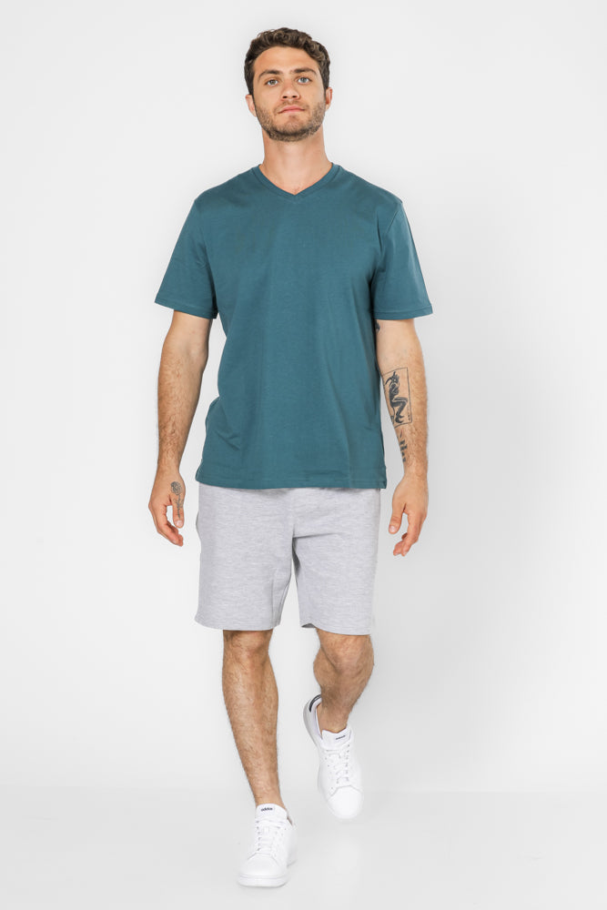  חולצה קצרה צווארון וי בצבע ירוק