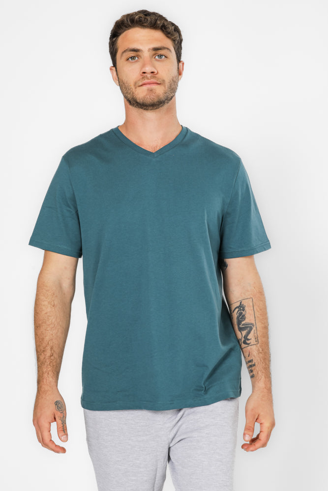  חולצה קצרה צווארון וי בצבע ירוק