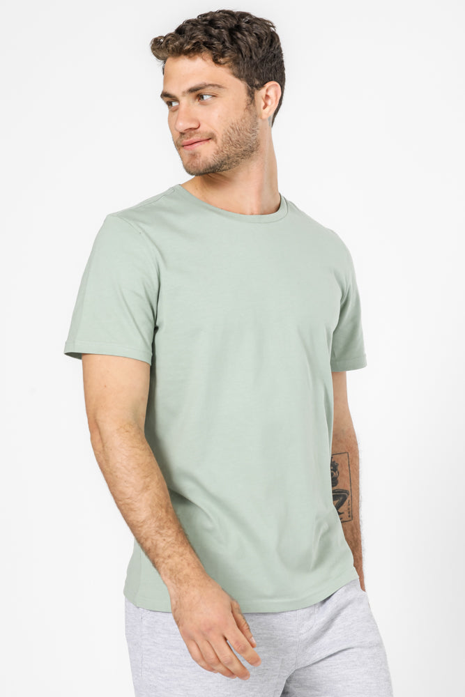  חולצה קצרה צווארון עגול בצבע ירוק