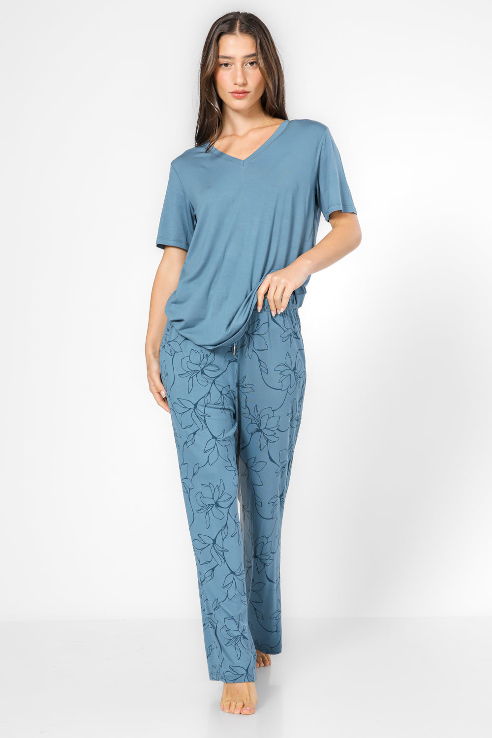 סט פיג’מה באורך 7/8 FLOWERS