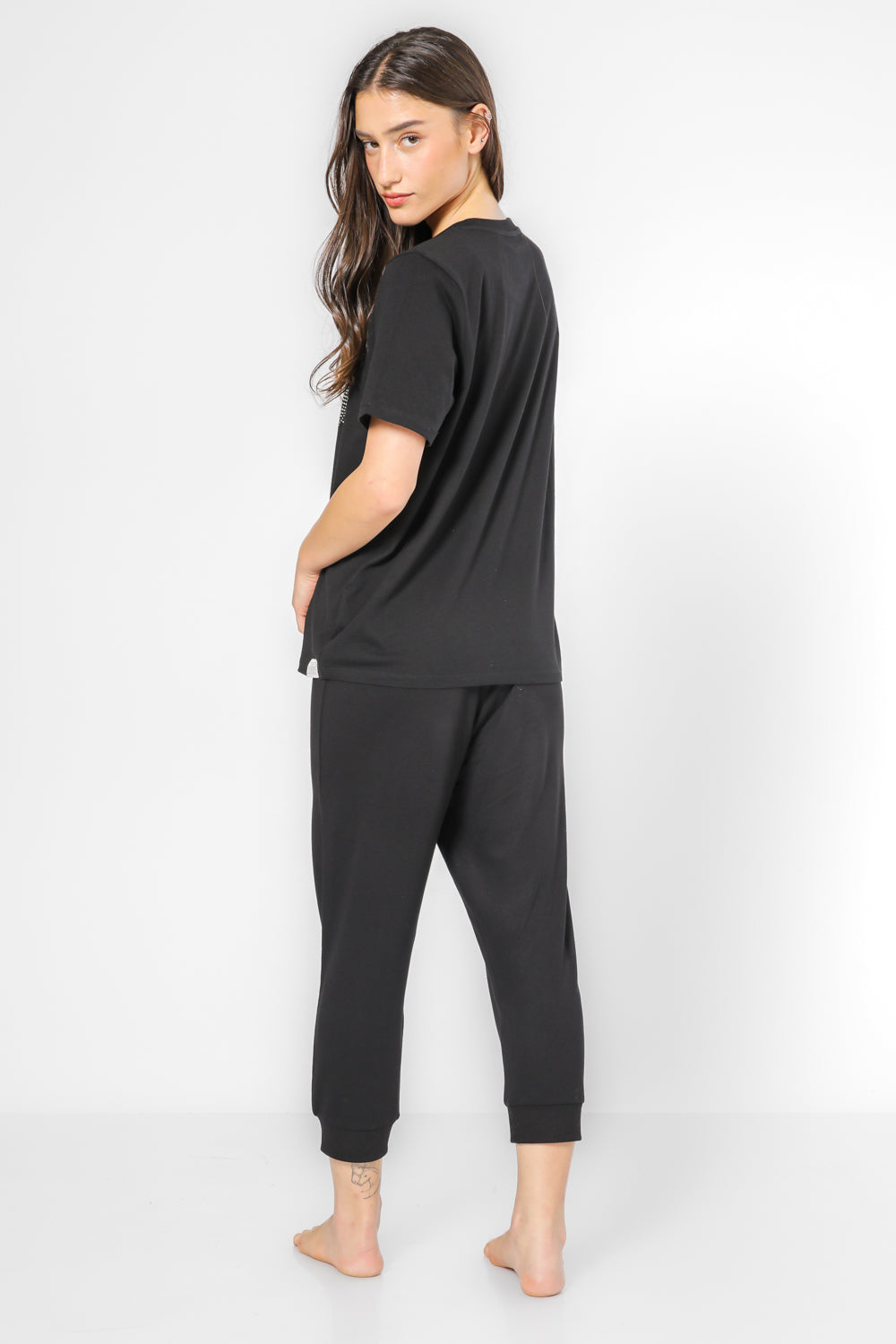 סט פיג’מה באורך 3/4 HELLO KITTY שחורה