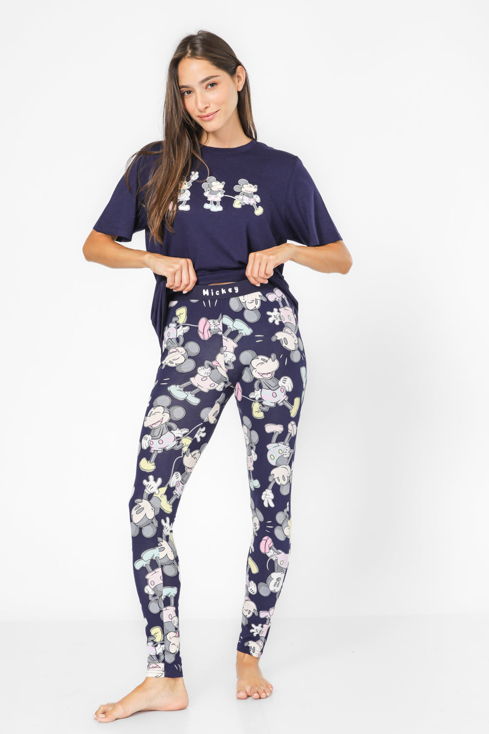 סט פיג’מה עם טייץ MICKEY כחול נייבי