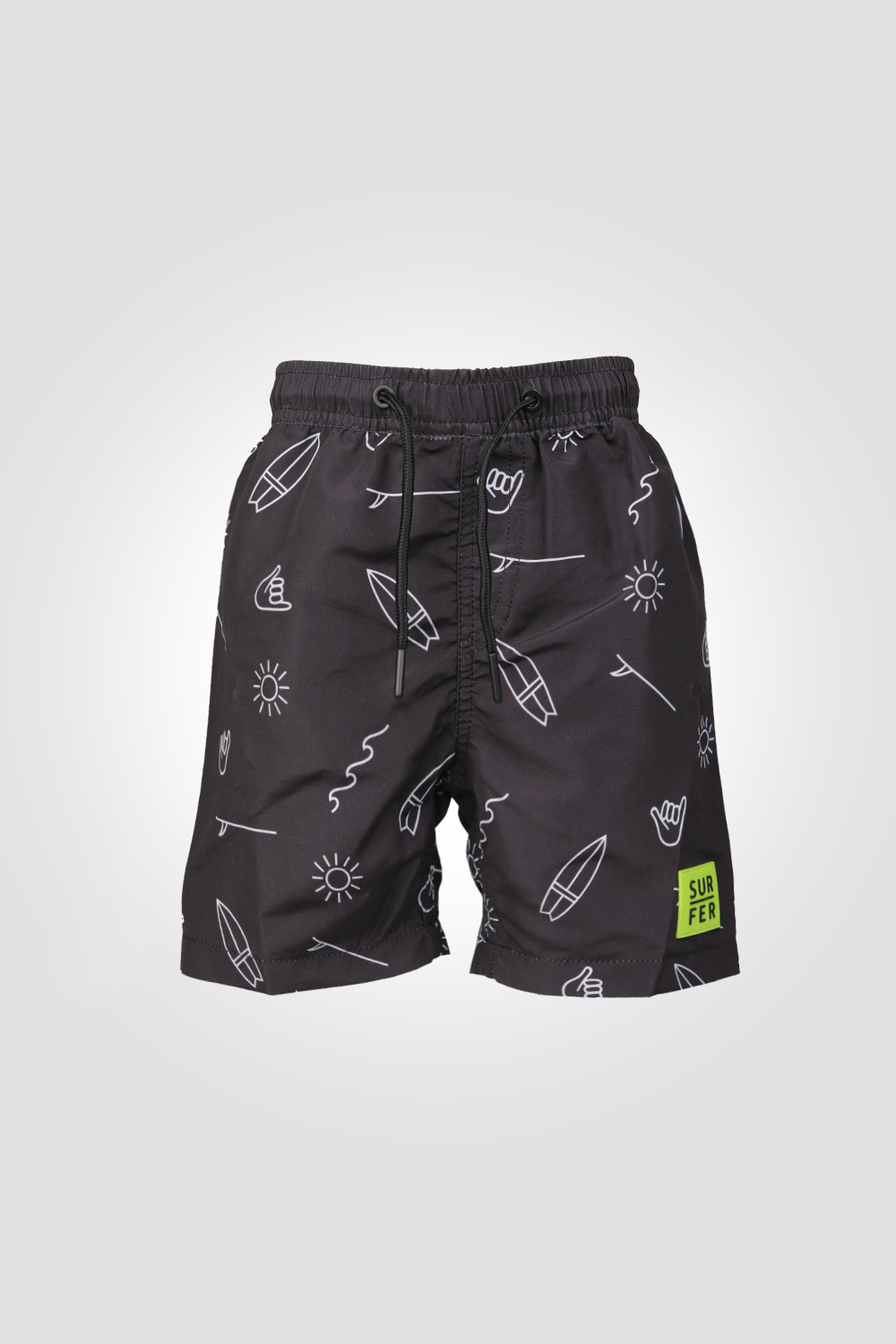 מכנס בגד ים לילדים בצבע שחור מודפס