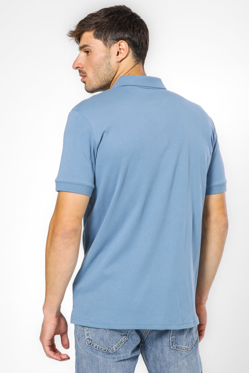 חולצת פולו קצרה צבע ג'ינס