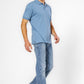 חולצת פולו קצרה צבע ג'ינס - 3