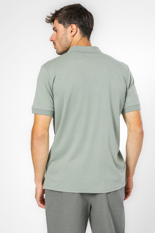 חולצת פולו קצרה צבע ירוק בהיר