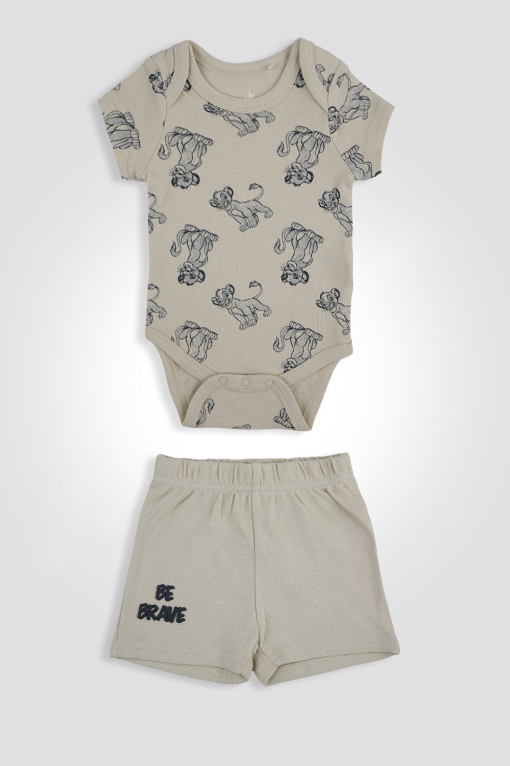 סט פיג'מה בגד גוף ומכנסיים צבע בז'