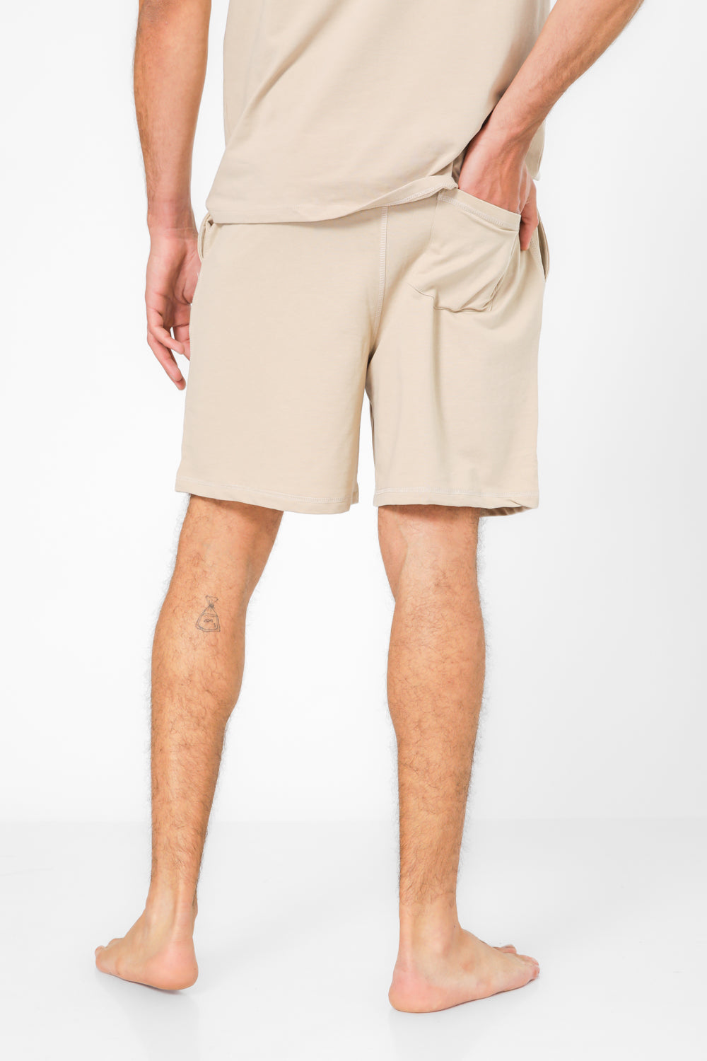 סט  קצר מבד פרנץ’ טרי PIERRE CARDIN בצבע בז'