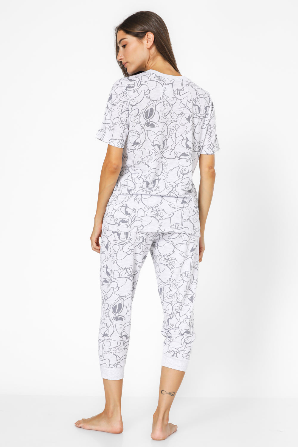 סט פיג’מה באורך 3/4 DAISY אפור בהיר