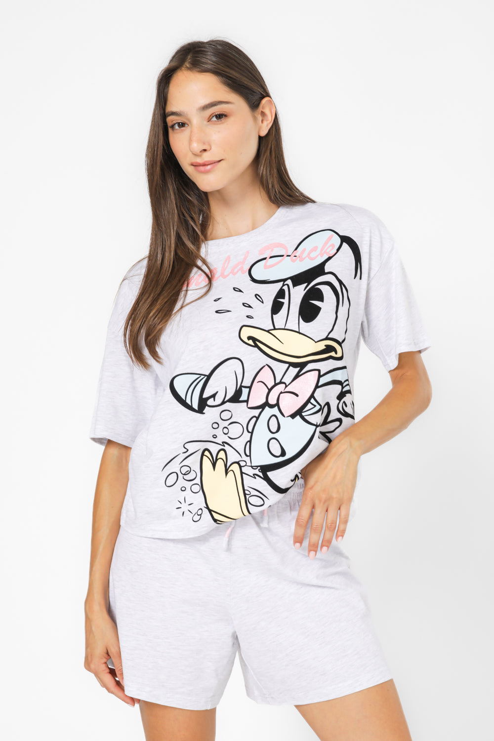 סט פיג’מה קצרה DONALD COMICS בצבע אפור