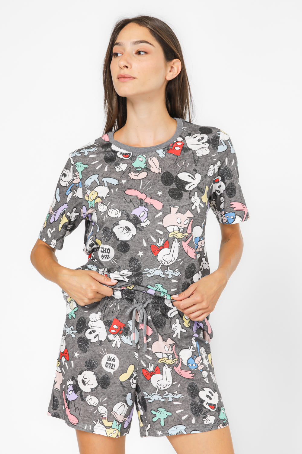 סט פיג’מה קצרה MICKEY אפורה