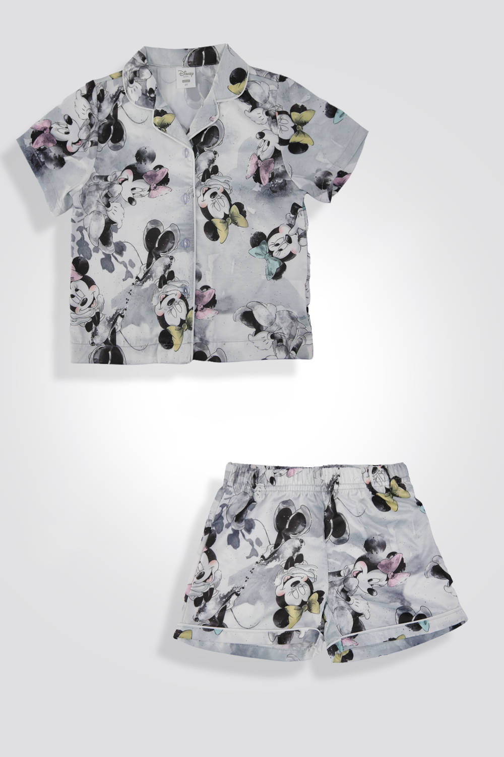 סט פיג’מה סאטן מכופתרת מנצנצת לבנות MINNIE