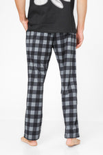 מכנסי בית ארוכים משבצות אפור שחור