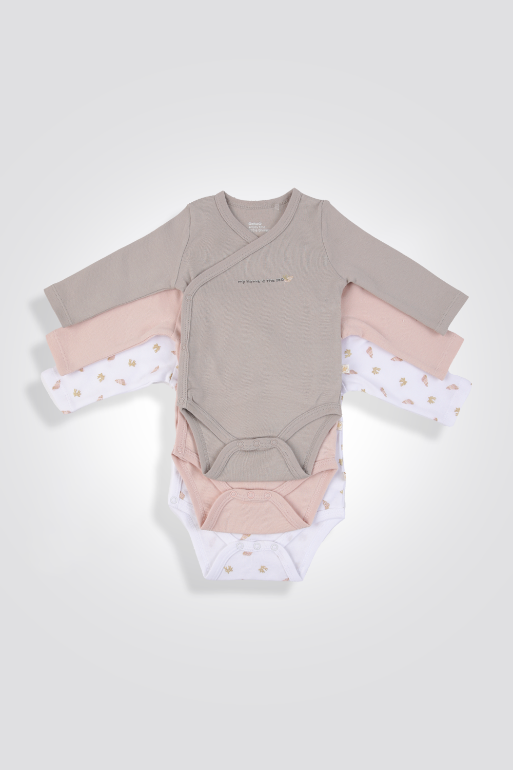 מארז 3 בגדי גוף בגזרת מעטפת לעונת המעבר INTERLOCK