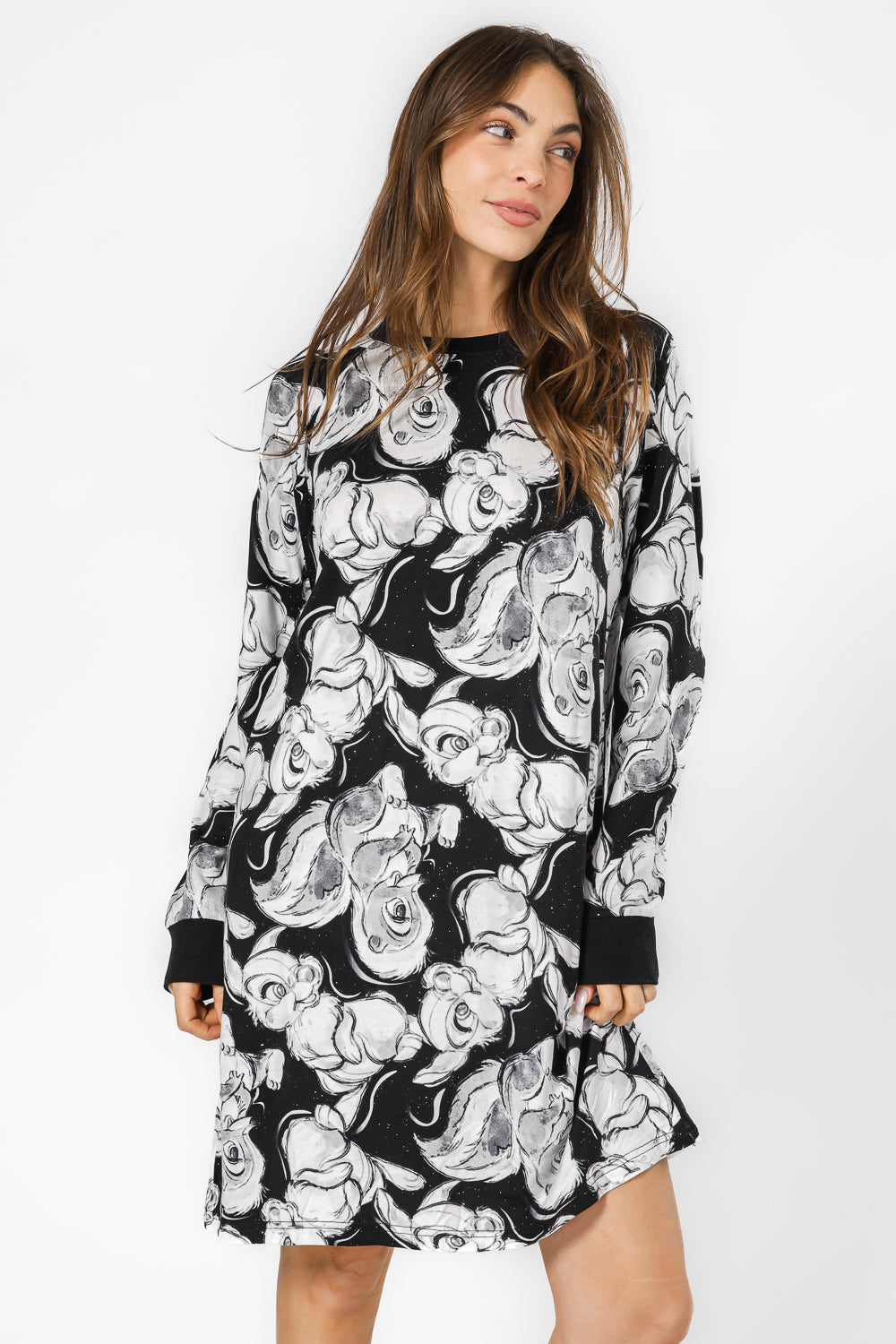 כותונת ארוכה בהדפס סנאים