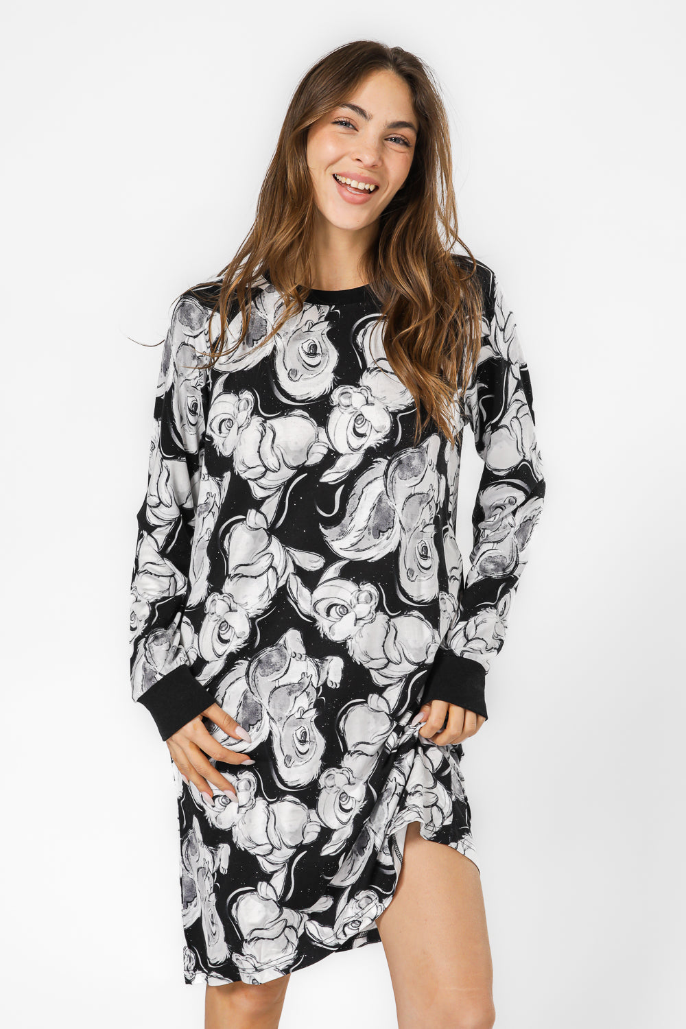 כותונת ארוכה בהדפס סנאים