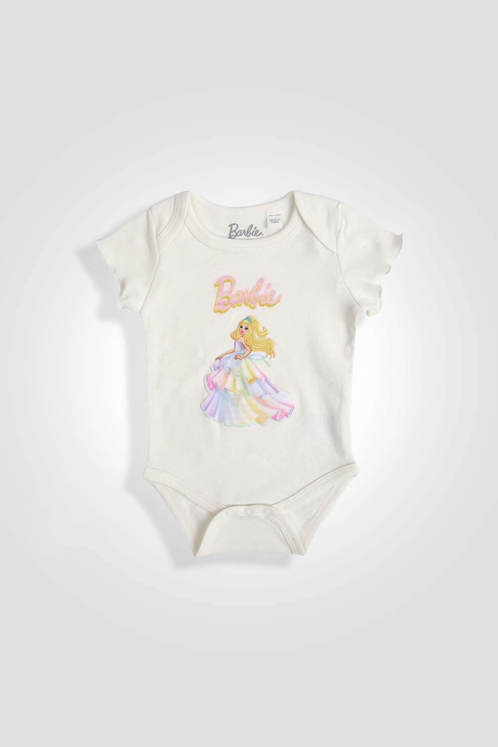 סט פיג'מה לתינוקות בנות BARBIE עם חצאית בצבע קרם
