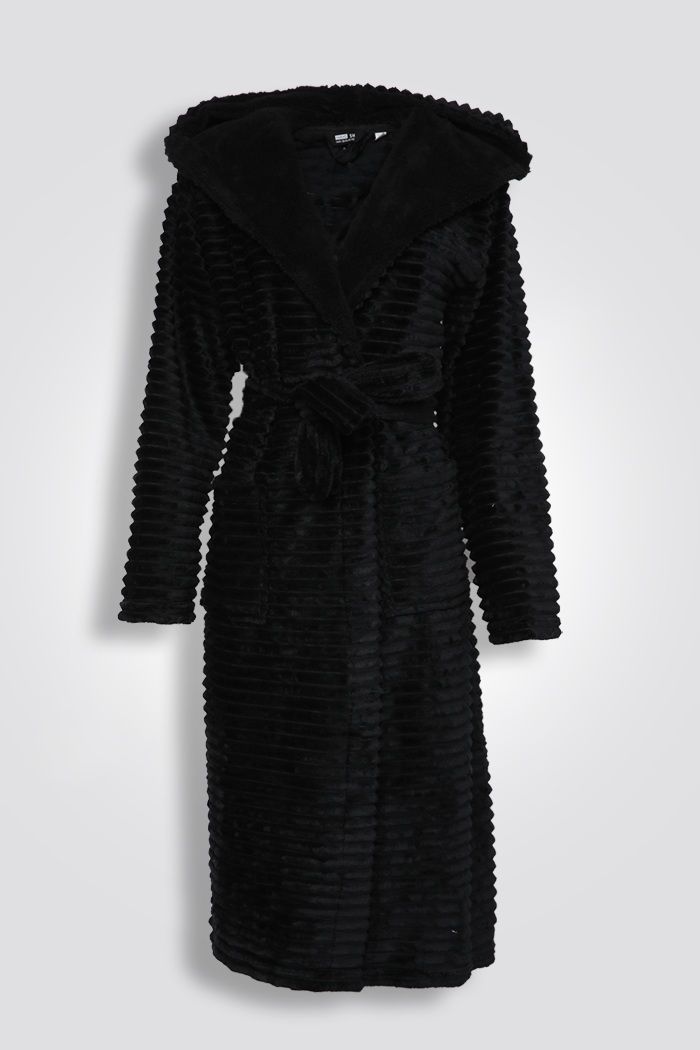 חלוק בית ארוך פלאפי בצבע שחור