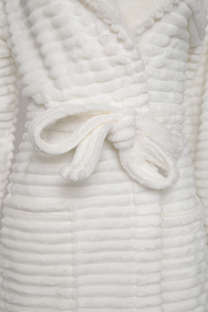 חלוק בית ארוך פלאפי בצבע קרם