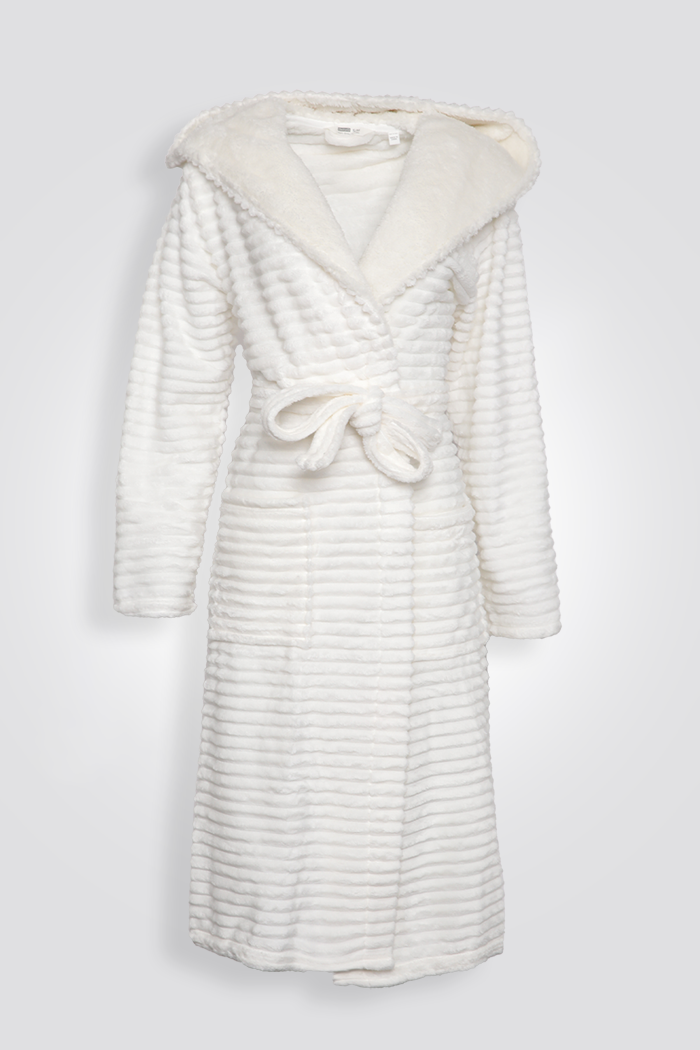 חלוק בית ארוך פלאפי בצבע קרם