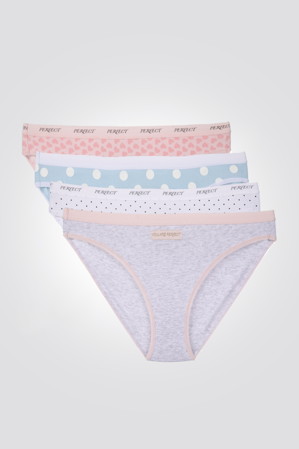 מארז רבעיית תחתוני מיני נקודות ולבבות