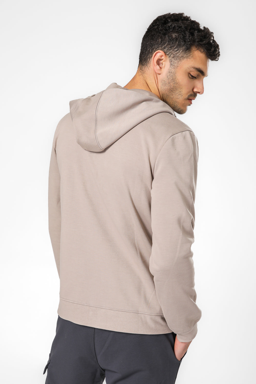 קרדיגן קפוצ’ון דק עם כיסים בצבע חאקי