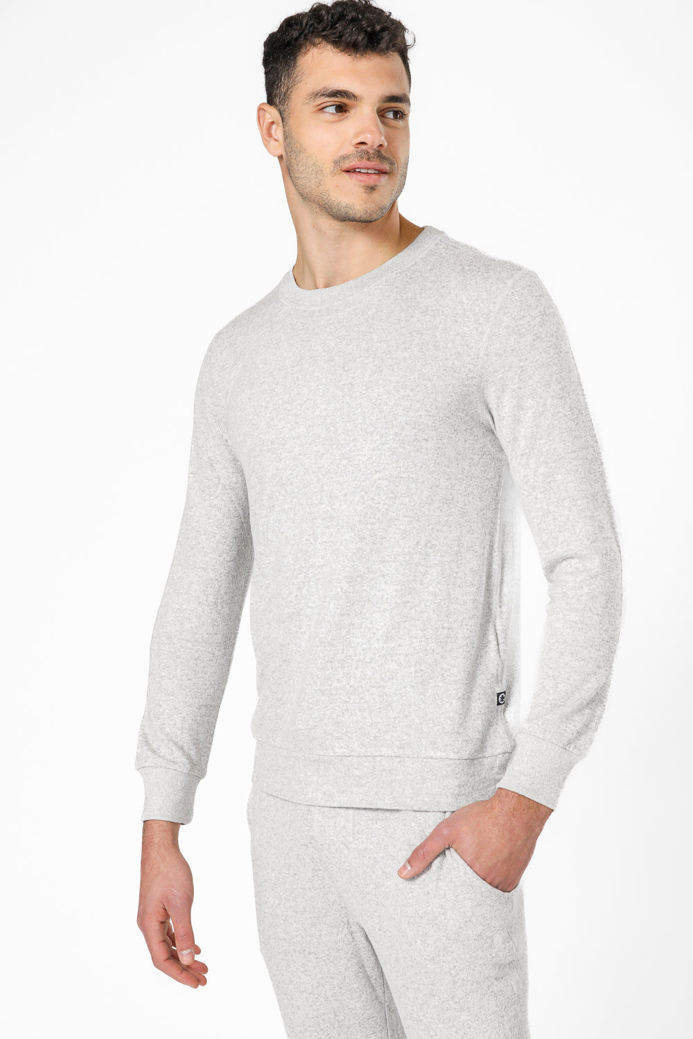 סט פיג’מה סריג מוברש בצבע אפור