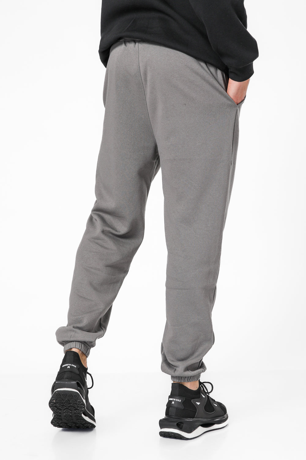 מכנסי פוטר ארוכים סיומת גומי בצבע אפור