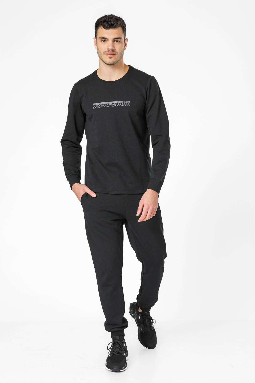 סט פיג'מה פרנץ’ טרי PIERRE CARDIN בצבע שחור