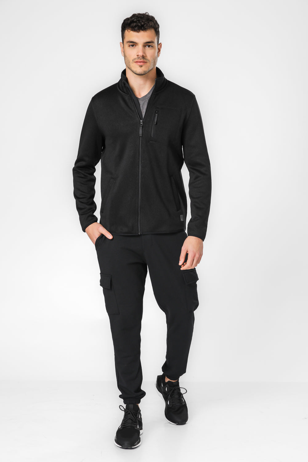 קרדיגן סרוג פליז בצבע שחור