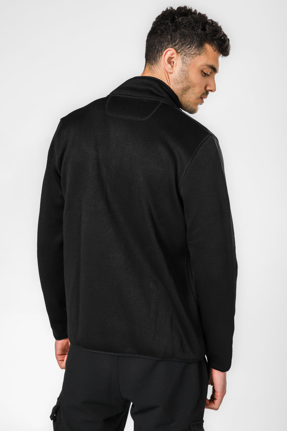 קרדיגן סרוג פליז בצבע שחור